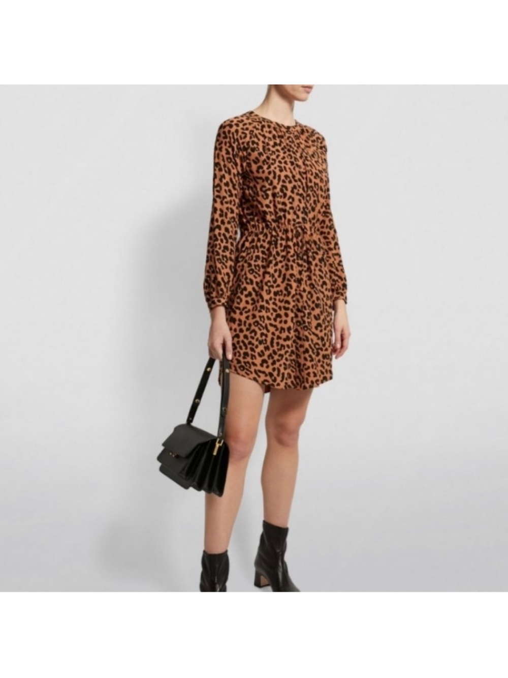 Rails‎ Bella Jaguar Print Shirt Dress Long Sleeve Drawstring Waist Size Small